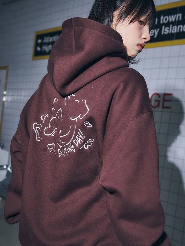 Exciting Day Embroidered Hoodie Brown - CPGN STUDIO - BALAAN 3