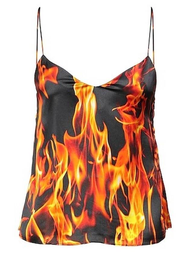 Vetements Ladies Fire Print Slip Top, Size X-Small - VETEMENTS - BALAAN 1