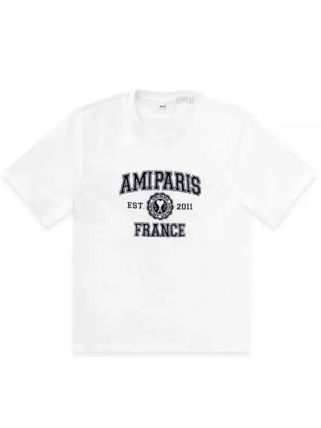 Varsity Logo Short Sleeve T-Shirt White - AMI - BALAAN 2