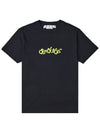 Arrow Neon Velour Lettering Short Sleeve T-Shirt Black - OFF WHITE - BALAAN 3