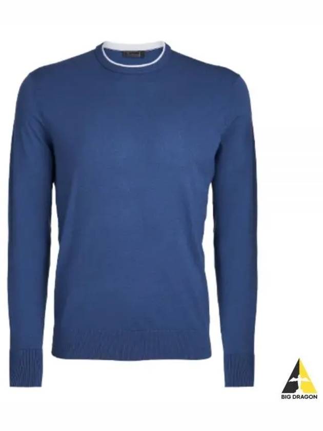 Men's Crew Neck Merino Wool Blend Sweater Blue - G/FORE - BALAAN 2