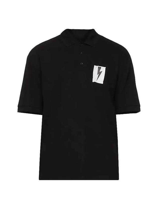 Chest Thunder Logo PK Shirt Black - NEIL BARRETT - BALAAN.