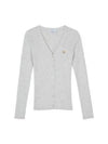 Maison Kitsune Baby Fox Patch Fine Ribbed Cardigan Gray Melange NW00507KT1091 H120 - MAISON KITSUNE - BALAAN 2