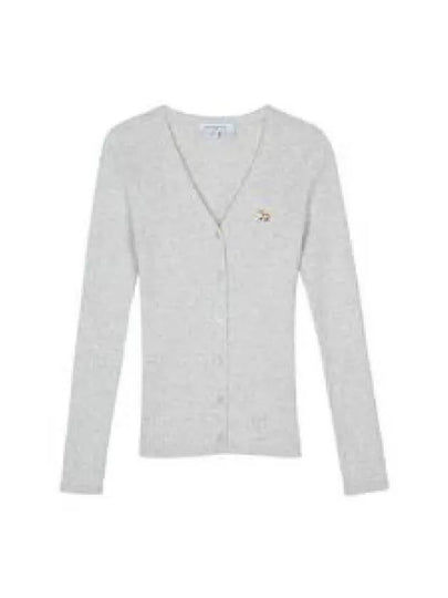 Maison Kitsune Baby Fox Patch Fine Ribbed Cardigan Gray Melange NW00507KT1091 H120 - MAISON KITSUNE - BALAAN 2