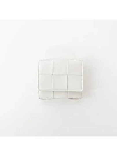 Intrecciato Tri-Fold Zipper Half Wallet Chalk White - BOTTEGA VENETA - BALAAN 2