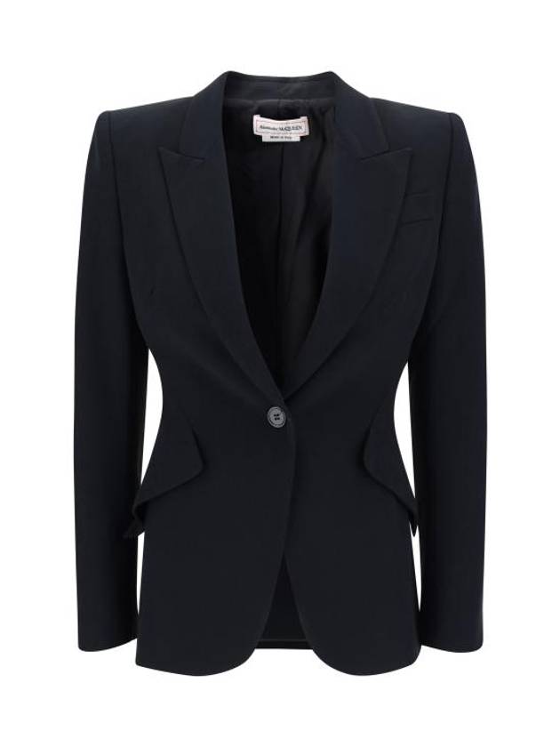 Peak Shoulder Leaf Crepe Jacket Black - ALEXANDER MCQUEEN - BALAAN 2