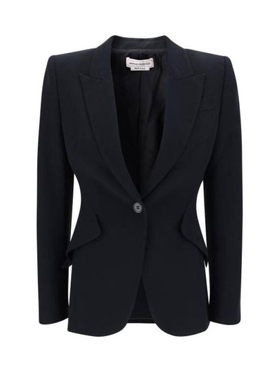 Peak Shoulder Leaf Crepe Jacket Black - ALEXANDER MCQUEEN - BALAAN 2