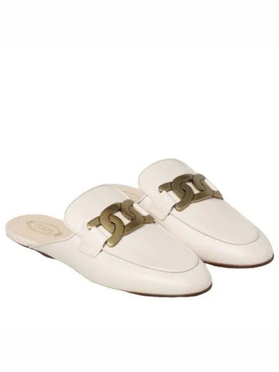 Metal Chain Leather Mule White - TOD'S - BALAAN 2