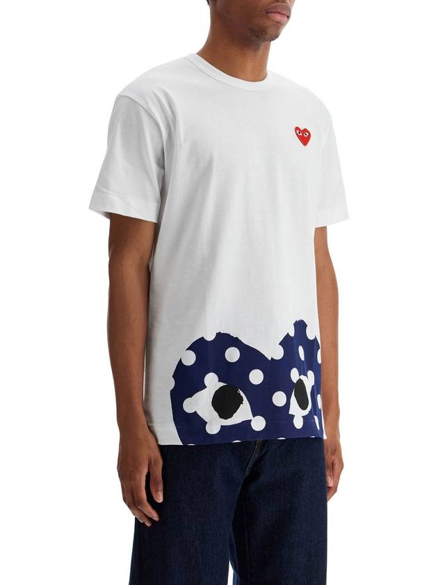 t-shirt in cotone bianco con cuore rosso unisex - COMME DES GARCONS PLAY - BALAAN 3