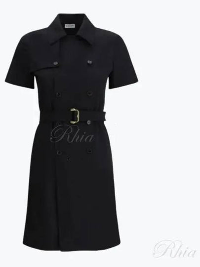 Wool Trench Midi Dress Black - BURBERRY - BALAAN 2