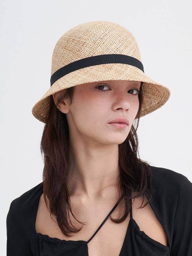 Classic Straw Cloche With Feather Detail Beige - BROWN HAT - BALAAN 1