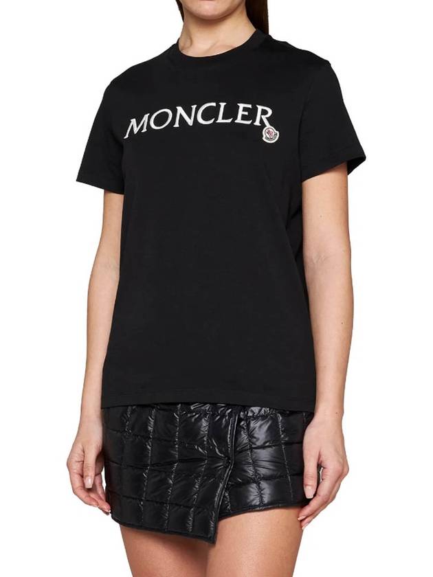 Embroidered Logo Cotton Short Sleeve T-Shirt Black - MONCLER - BALAAN 3