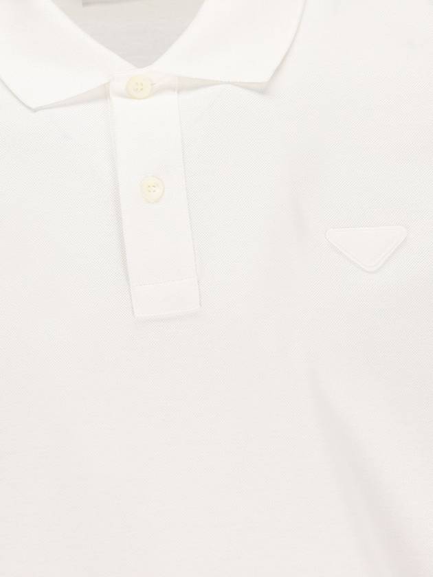 Logo Pique Polo Shirt White - PRADA - BALAAN 4