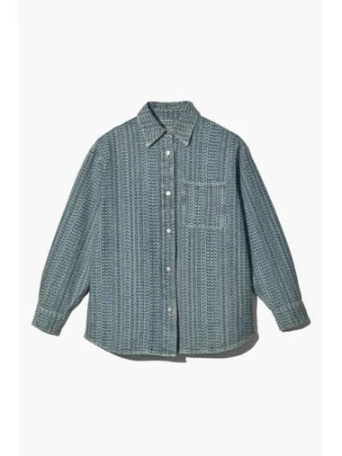 Sunfaded Monogram Big Shirt Sun Faded Denim MJJAA23003BUL - MARC JACOBS - BALAAN 1