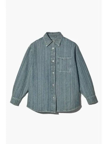 Sunfaded Monogram Big Shirt Sun Faded Denim MJJAA23003BUL - MARC JACOBS - BALAAN 1