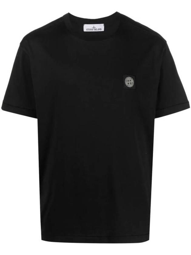 Slimfit Cotton Jersey Short Sleeve T-shirt Black - STONE ISLAND - BALAAN 2