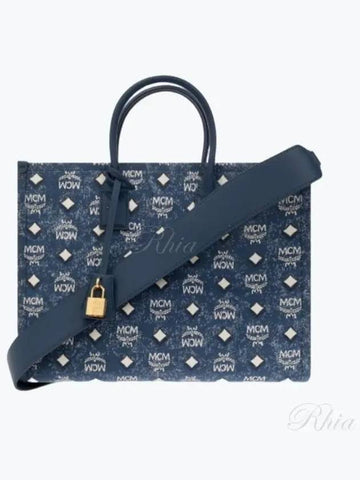 MCM Munich Vintage Denim Jacquard Tote MWTDSBO02LE - MCM - BALAAN 1