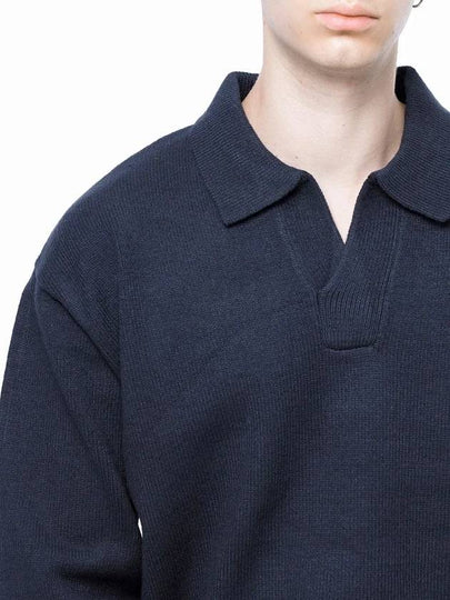 Men s M243TP08NY Dense Modal Open Collar Knit Navy - CHANCE'S NOI - BALAAN 2