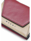 Men's Compact Tri-Fold Leather Half Wallet Wine Dune - MARNI - BALAAN 4