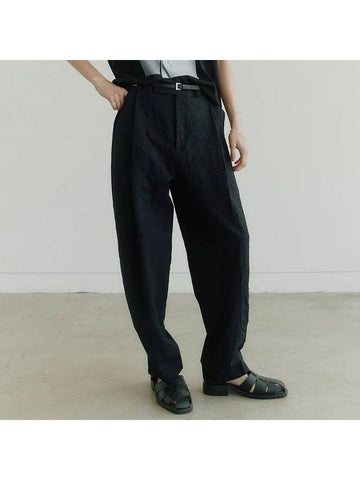 Wool Crease One Tuck Wide Slacks Black - NOIRER - BALAAN 1