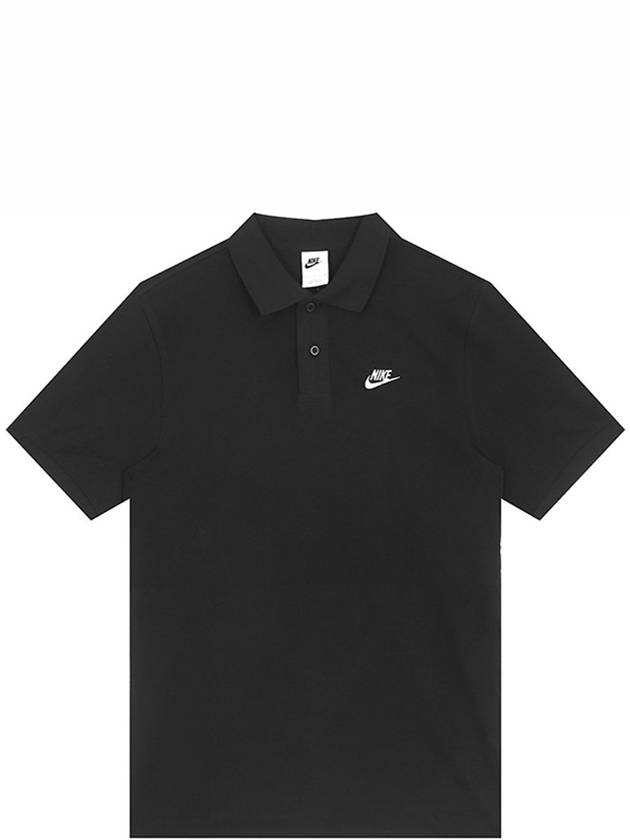 Club Loose Fit Pique Polo Shirt Black - NIKE - BALAAN 1