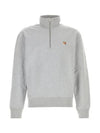 Fox Head Patch Half Zipper Sweatshirt Light Grey Melange - MAISON KITSUNE - BALAAN 2