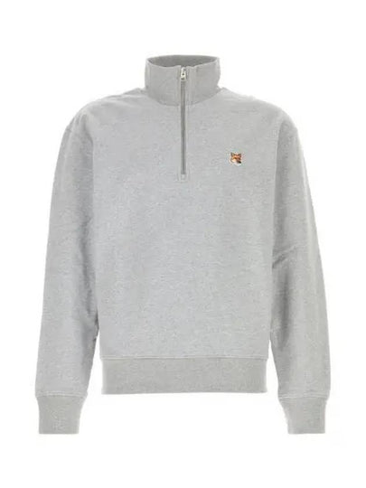 Fox Head Patch Half Zipper Sweatshirt Light Grey Melange - MAISON KITSUNE - BALAAN 2