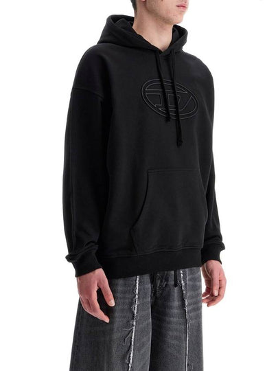 black cotton hoodie with embossed logo - DIESEL - BALAAN 2