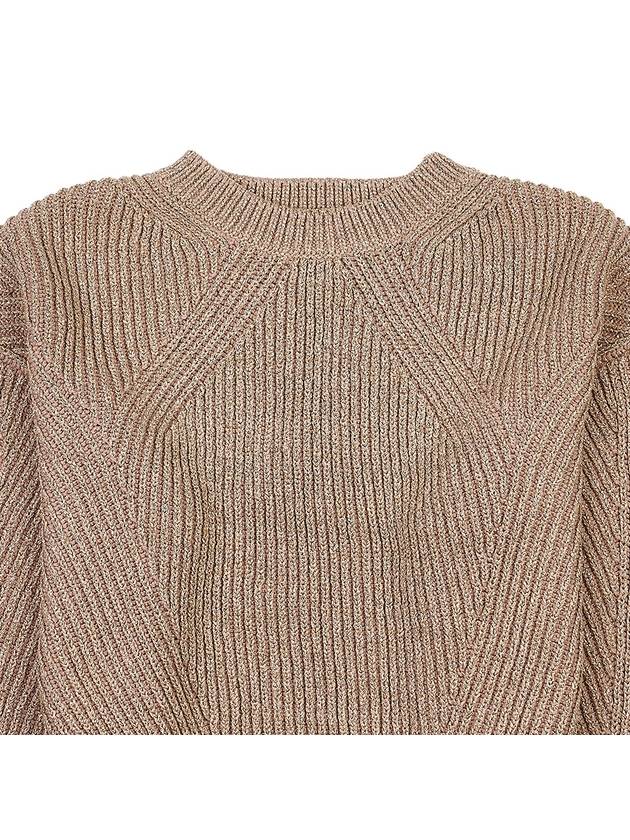 Editto Rib Knit Lurex Yarn Knit Top Beige - MAX MARA - BALAAN 4