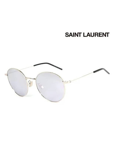 Round Metal Sunglasses Silver - SAINT LAURENT - BALAAN 2