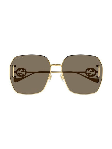 Eyewear Shiny Gold Frame Sunglasses Brown - GUCCI - BALAAN 1