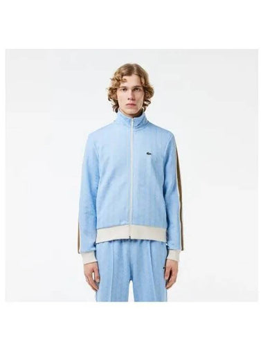 Men s Monogram Jacquard Track Jacket Light Blue - LACOSTE - BALAAN 1