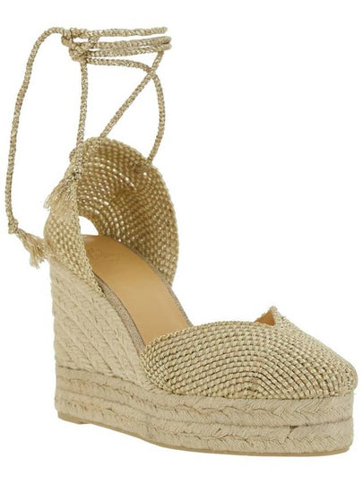 'Cora' Beige Wedges With Lace-Up Closure In Fabric Woman - CASTANER - BALAAN 2