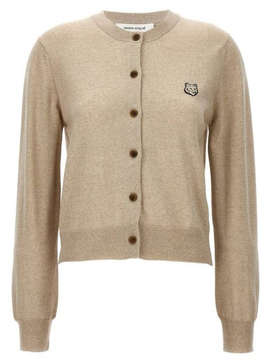 Bold Fox Head Patch Regular Cardigan Beige Melange - MAISON KITSUNE - BALAAN 2