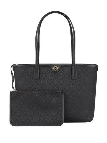 152135 001 T Monogram Small Tote Bag Black 1043003 - TORY BURCH - BALAAN 1