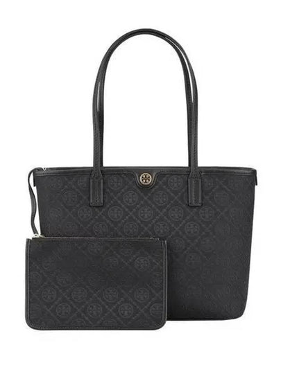 T Monogram Small Tote Bag Black - TORY BURCH - BALAAN 2