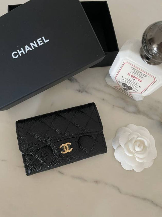 Classic Grained Calfskin Card Wallet Black - CHANEL - BALAAN 2