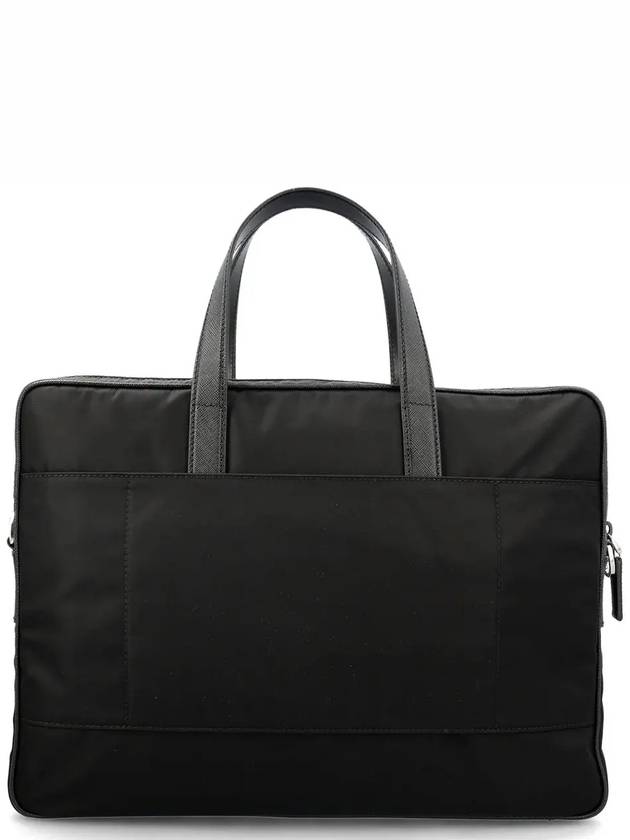 Re-Nylon Saffiano Leather Briefcase Black - PRADA - BALAAN 5