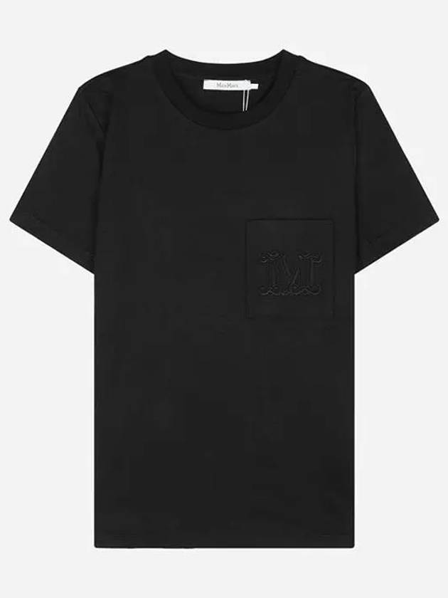 Embroidered Logo Crewneck Short Sleeve T-Shirt Black - MAX MARA - BALAAN 2