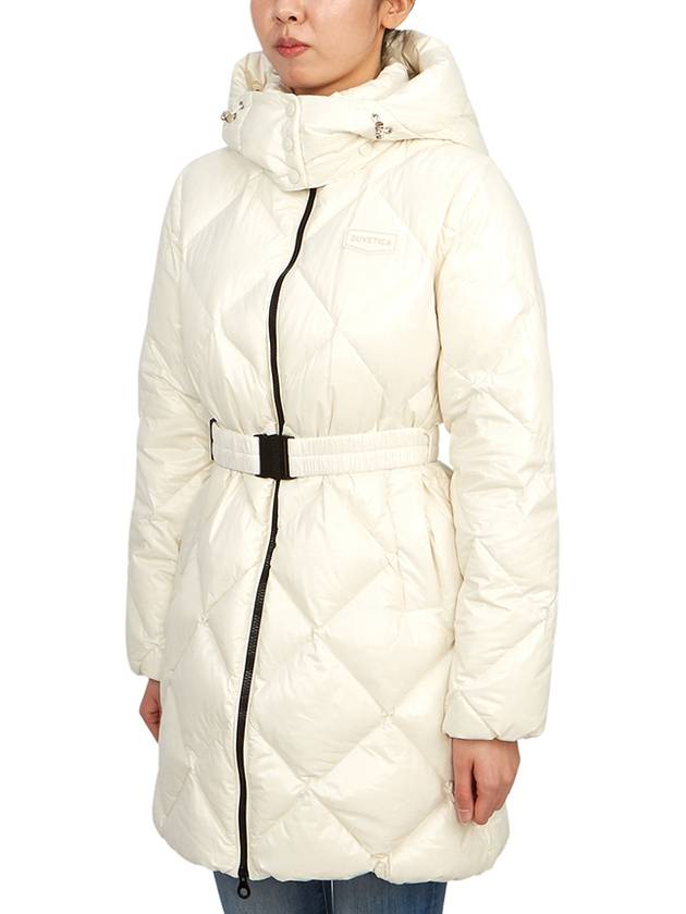 Women s Goose Down Long Padded Conza Hood Detachable Diamond Quilted Jacket VDDJ95636 BGL - DUVETICA - BALAAN 4