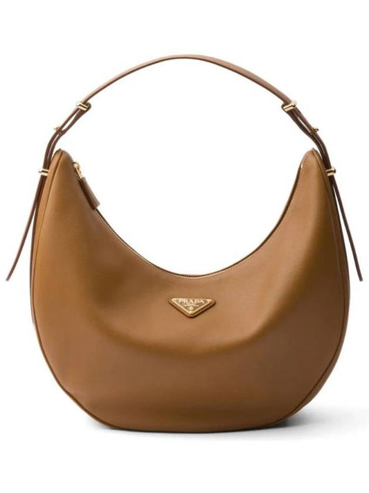 Large Leather Shoulder Bag Brown - PRADA - BALAAN 1