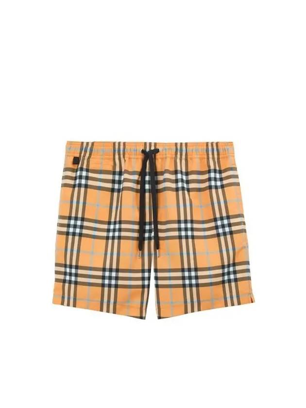 Check Drawstring Swim Shorts Orange - BURBERRY - BALAAN 1