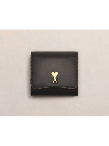 Heart Logo Compact Wallet Black - AMI - BALAAN 1