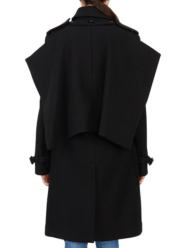 Women's Panel Detail Cashmere Wool Blend Trench Coat Black - BURBERRY - BALAAN 8