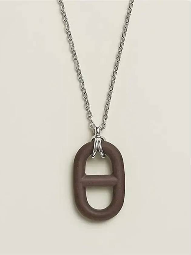 Chaine D'Ancre Vulcanium Necklace Brown Silver - HERMES - BALAAN 8