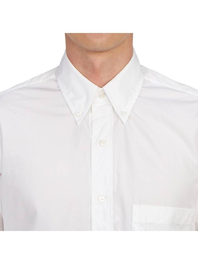 Men's Grosgrain Placket Solid Poplin Long Sleeve Shirt White - THOM BROWNE - BALAAN 10