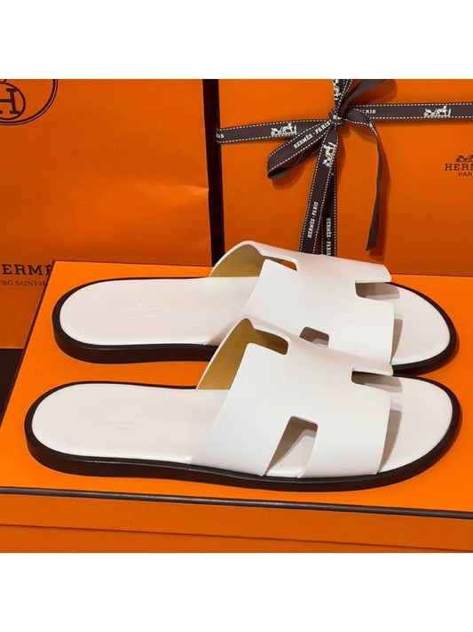 Men's Izmir Sandals Calfskin Classic White - HERMES - BALAAN 1