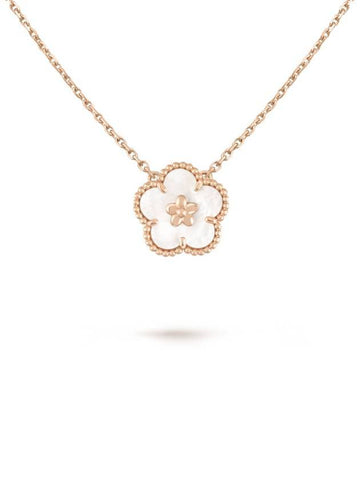 Lucky Spring Pendant Plum Blossom Necklace Rose Gold White - VANCLEEFARPELS - BALAAN 1