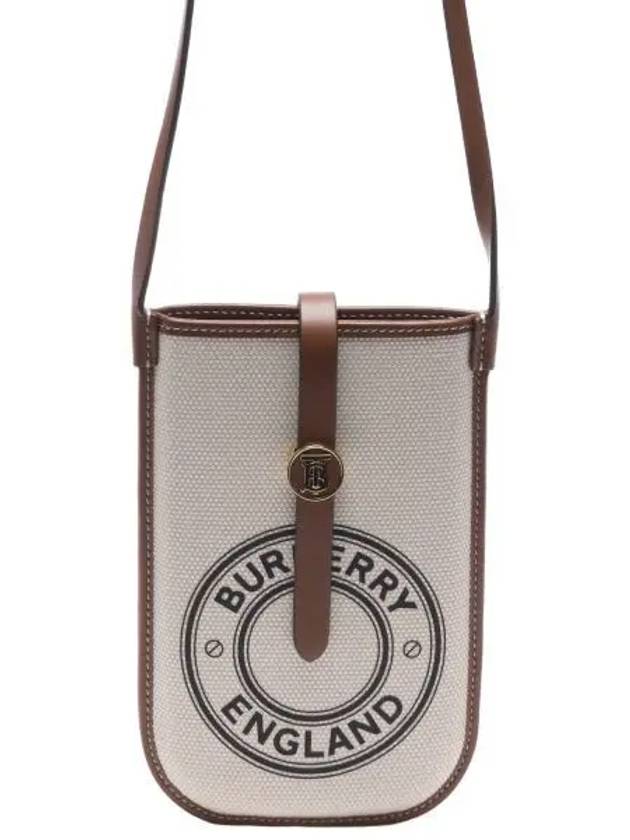 TB Logo Canvas Leather Phone Holder Mini Bag White - BURBERRY - BALAAN 2