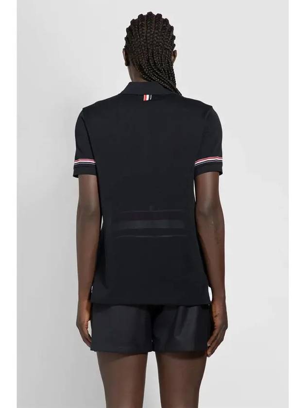 Lightweight Cotton Short Sleeve Polo Shirt Navy - THOM BROWNE - BALAAN 6